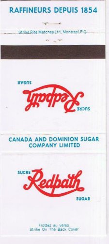Matchbook Cover Redpath Canada & Dominion Sugar Company
