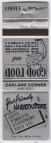 Matchbook Cover Oakland Corner Variety Store Good Food Old Fashioned Hospitality