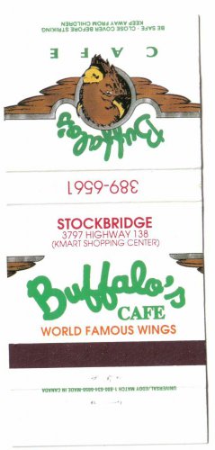 Georgia Matchbook Cover Stockbridge Buffalo's Cafe