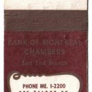 Ontario Matchbook Cover St Thomas WP Golden Insurance Bank of Montreal Chambers