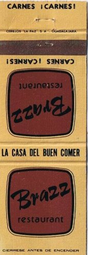 Matchbook Cover Brazz Restaurant Puerto Vallarta