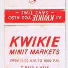 Matchbook Cover Kwikie Minit Markets