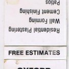 Matchbook Cover Oxford Plastering Woodstock Ontario