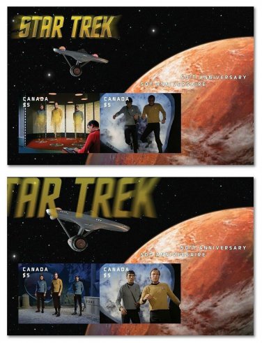 Canada Stamps Star Trek 50th Anniversary Lenticular Souvenir Sheet Enlargement