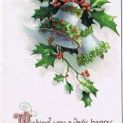 Holiday Postcard Embossed Merry Christmas Bells Mistletoe