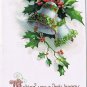 Holiday Postcard Embossed Merry Christmas Bells Mistletoe