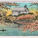 District Of Columbia DC Postcard Lincoln Memorial Japanese Cherry Blossoms 1925