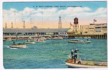California Postcard Long Beach US Leigh Navy Landing