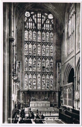 United Kingdom UK Postcard RPPC Bath Abbey East Window & Chancel