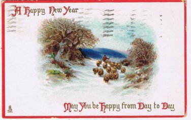 Holiday Postcard Happy New Year From Day To Day Sheep