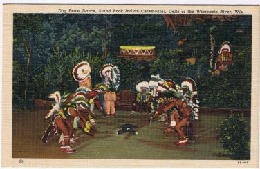 Postcard Dog Feast Dance Stand Rock Indian Ceremonial Dells Wisconsin River