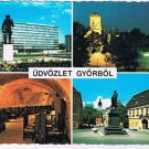Hungary Postcard Gyor Multi View Udvozlet Gyorbol Statues