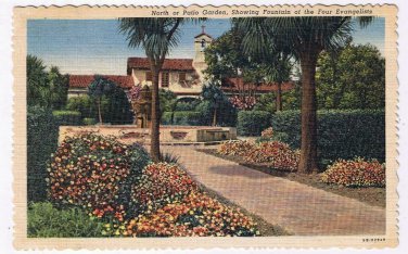 California Postcard Mission San Juan Capistrano Patio & Fountain