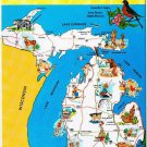 Michigan Postcard Pictoral State Map
