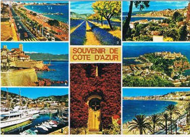 France Postcard Cote d'Azur Cannes Menton Antibes Nice Multi View
