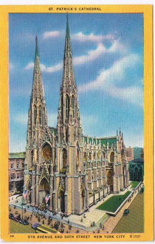 New York Postcard NYC St Patrick's Cathedral 5th Ave & 50th Street
