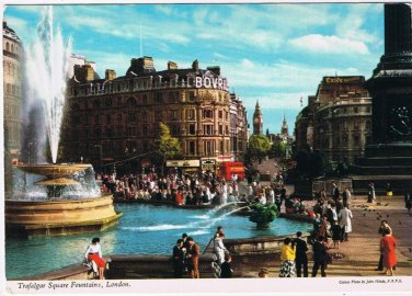 Postcard Trafalgar Square Fountains London England UK