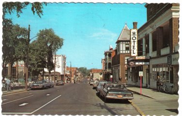 Quebec Postcard Drummondville La Rue Heriot Old Cars