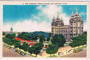 Utah Postcard Salt Lake City Mormon Temple Square 1953