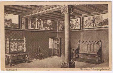Germany Postcard RPPC Eisenach Wartburg Castle Landgrafensaal Landgrave Hall