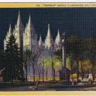 Utah Postcard Salt Lake City Mormon Temple Illuminated
