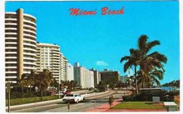 Florida Postcard Miami Beach Collins Ave Skyline Of Hotels