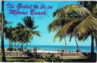 Florida Postcard Miami Beach Golden Sands Palms