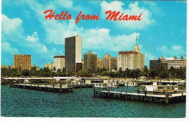 Florida Postcard Miami Skyline From Dodge Island Causeway