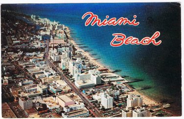 Florida Postcard Miami Beach Aerial View From15th St North Evening