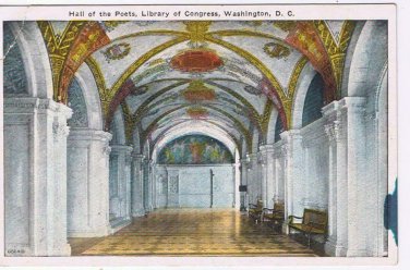 District Of Columbia DC Postcard Washington Library Of Congress Hall Of Poets