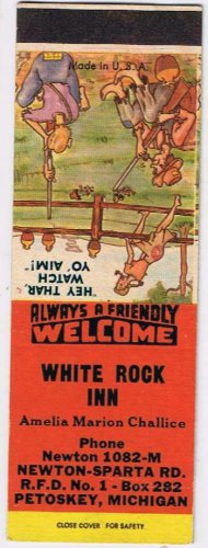 Matchbook Cover White Rock Inn Petoskey Michigan