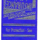 Matchbook Cover Lewis P Bither Insurance Agency Tyngsboro Massachusetts