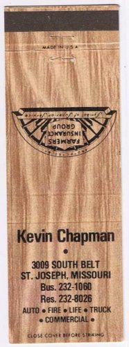 Matchbook Cover Kevin Chapman Insurance St Joseph Missouri