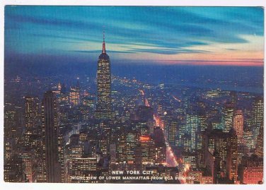New York Postcard NYC Lower Manhattan Night Invite Power Authority