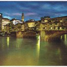 Italy Postcard Firenze Florence Ponte Vecchio By Night