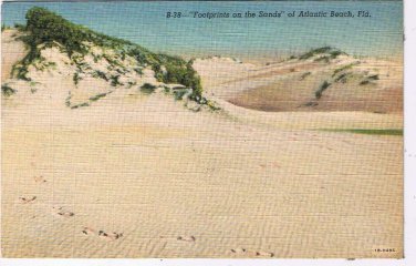 Florida Postcard Atlantic Beach Footprints In The Sand