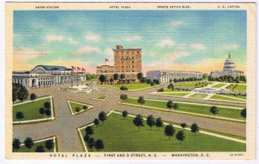 District Of Columbia DC Postcard Washington Hotel Plaza First & D Streets Union
