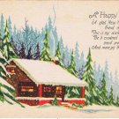 Holiday Postcard Happy New Year Snow Covered Home And Trees
