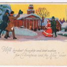 Holiday Postcard Christmas Folks Going To Church