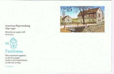 USPS Postcard America The Beautiful American Papermaking Rittenhouse Paper Mill
