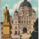 Postcard Queen Victoria Statue & Parliament Buildings Victoria BC