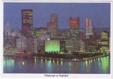 Postcard Pittsburgh City Lights At Nightfall