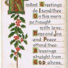 Postcard Embossed Kindest Greetings Christmas Mistletoe