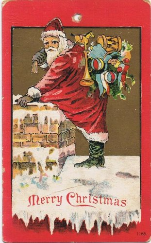 Postcard Embossed Merry Christmas Santa Claus No Belt