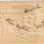 Postcard Embossed Best Wishes Ship Flowers Glitter