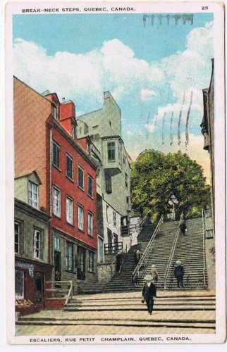 Quebec Postcard Quebec City Escaliers Rue Petit Champlain Break Neck Steps