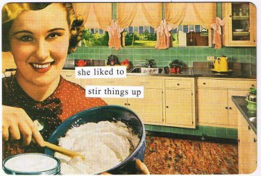 Anne Taintor Comic Postcard She Liked To Stir Things Up