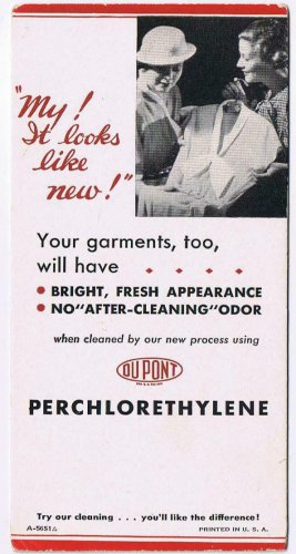 New York Advertising Card Ink Blotter Dupont Dry Cleaning Perchlorethylene