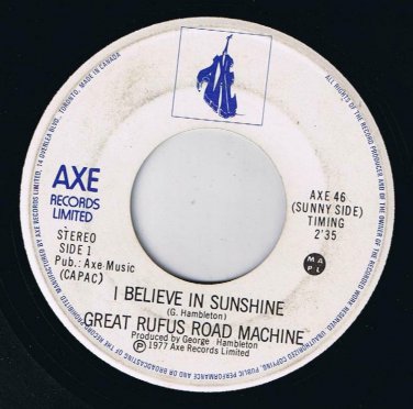 Great Rufus Road Machine I Believe In Sunshine 45 I Could Fall In Love With You