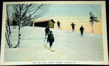 Out On A Ski Trail Quebec Canada Postcard PECO